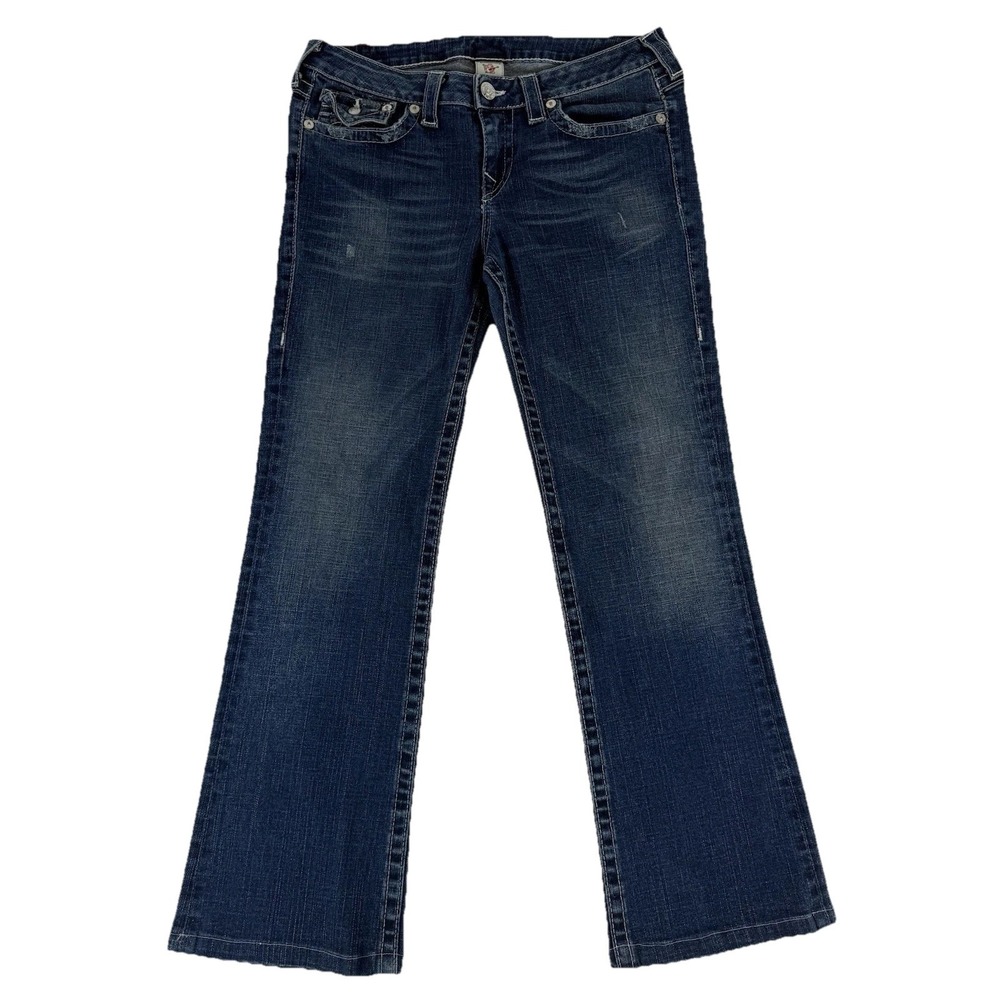 True Religion Jeans Womens 32 28" Inseam Blue Disco‎ Becky Bootcut USA VTG